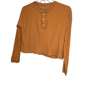 Everlane Orange Long‎ Sleeve Waffle Knit Casual Basic Top Womens Size Small